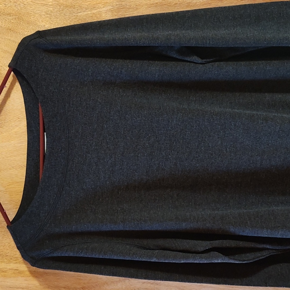 NWT J.Jill Waffle Knit Thermal Top Dark Charcoal Boat Neck Button Cuff Size LT - Picture 3 of 13
